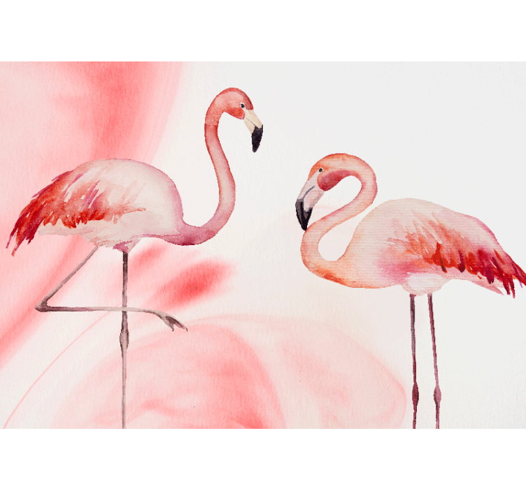 Modern flamingo elle çizilmiş tasarım duvar kağıdı - TenStickers