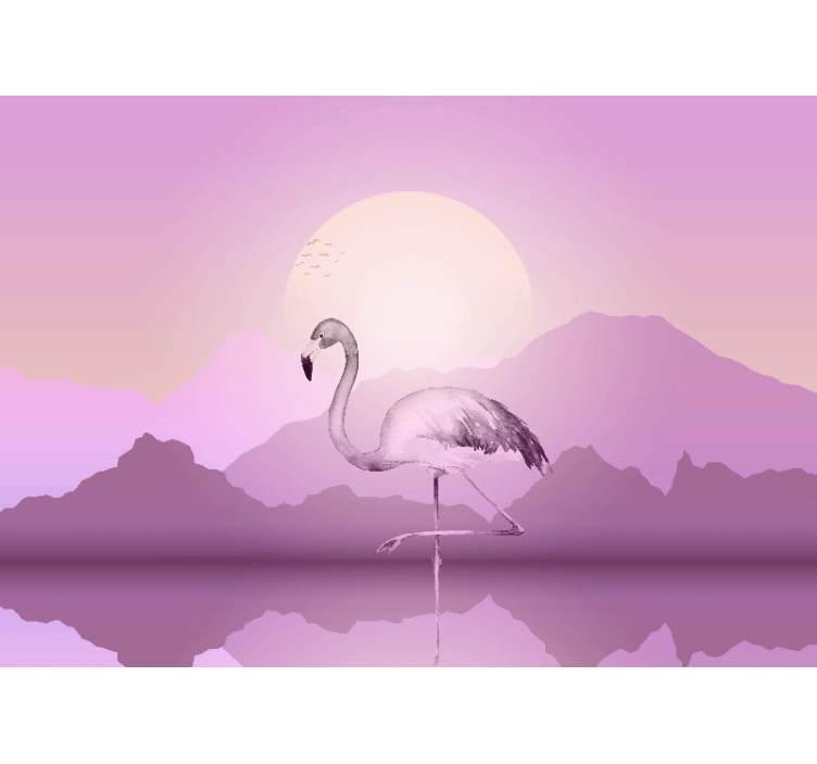 Gün batımı duvar resmi ile güzel flamingo - TenStickers
