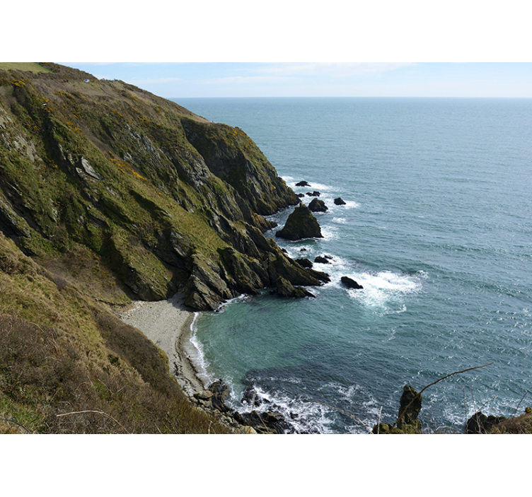 Manzara duvar resim deniz kenarı taş yapısı - TenStickers