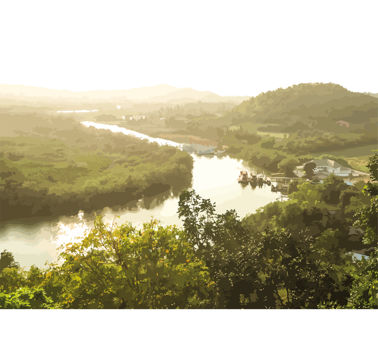 Manzara duvar resmi sakin nehir manzarası - TenStickers