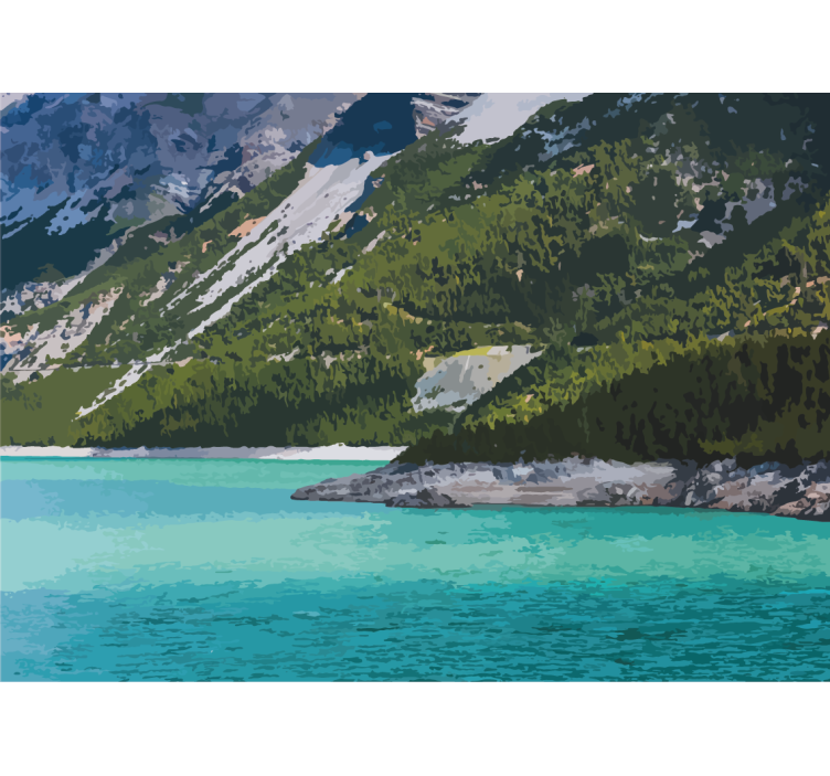 Manzara duvar resim dağ gölü sakinliği - TenStickers