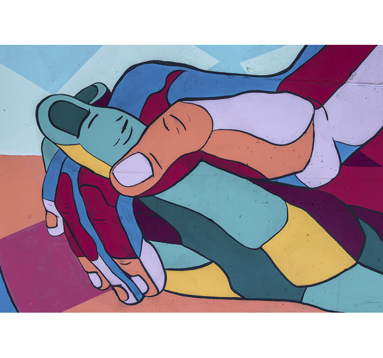 Aşk duvar resim renkli el kucaklaması - TenStickers