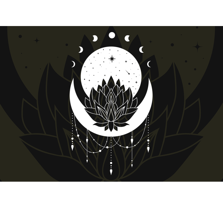 Lotus çiçeği benzersiz desen mandala duvar kağıdı - TenStickers