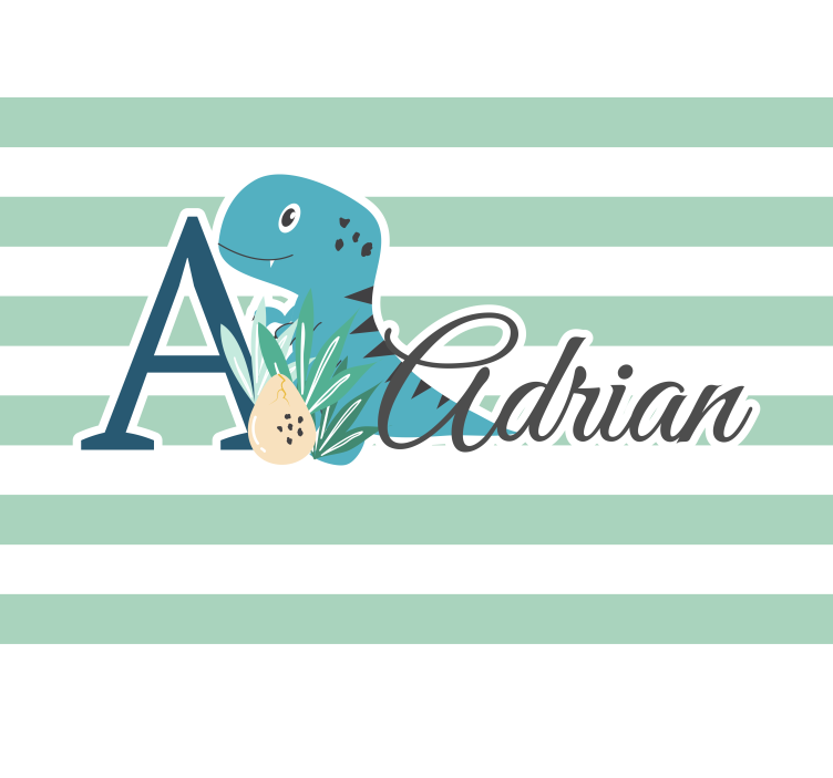 T-rex baş harfi ve ismiyle çocuk odası duvar reslim - TenStickers