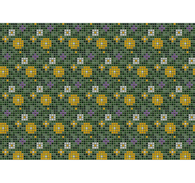 çiçekler banyo duvar resimleri ile yeşil çini deseni - TenStickers