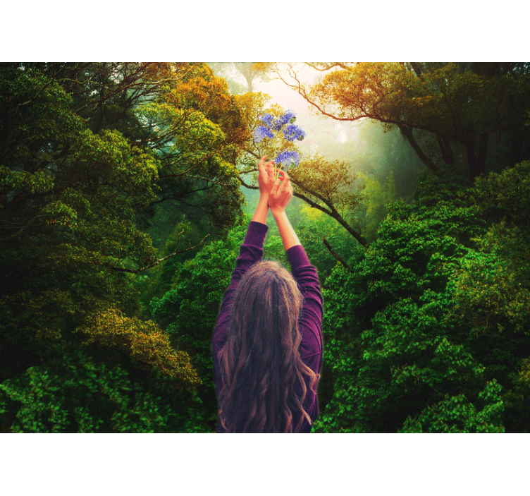 Mor kız ve orman klasik sanat duvar kağıdı - TenStickers