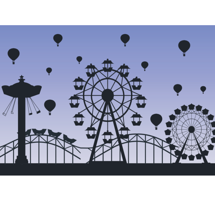 Mavi ve beyaz eğlence parkı çocuk duvar resimleri - TenStickers