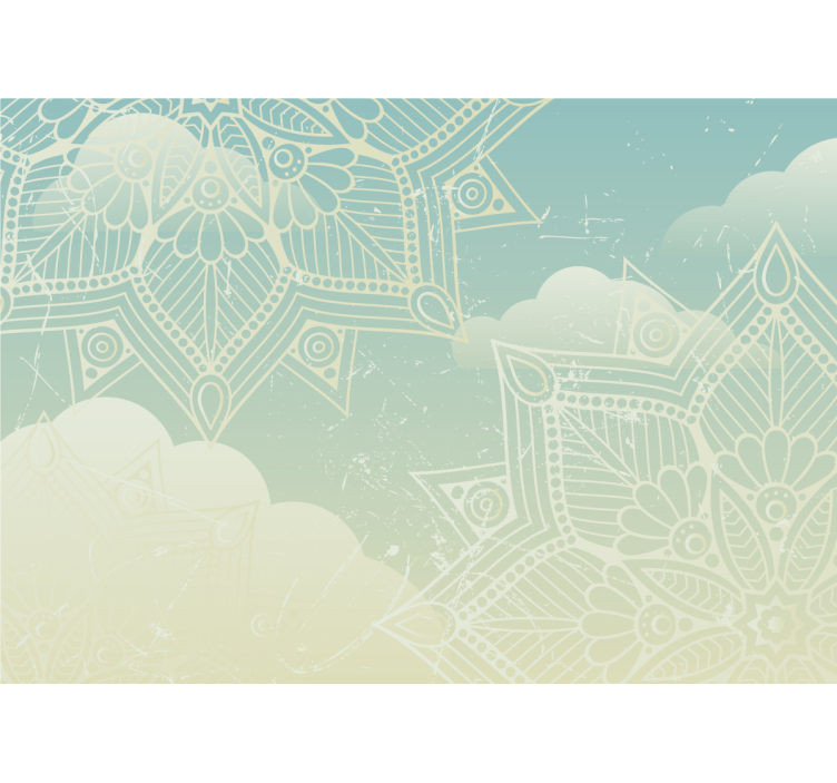 Mandala bulutlar gökyüzü sepya duvar kağıdı - TenStickers