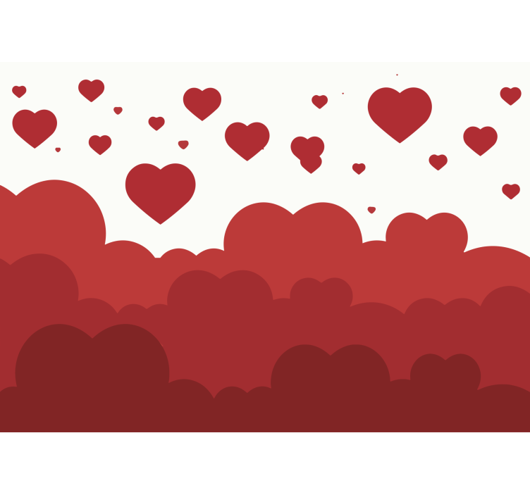 Kırmızı kalp bulut desenli çocuklar duvar resimleri - TenStickers