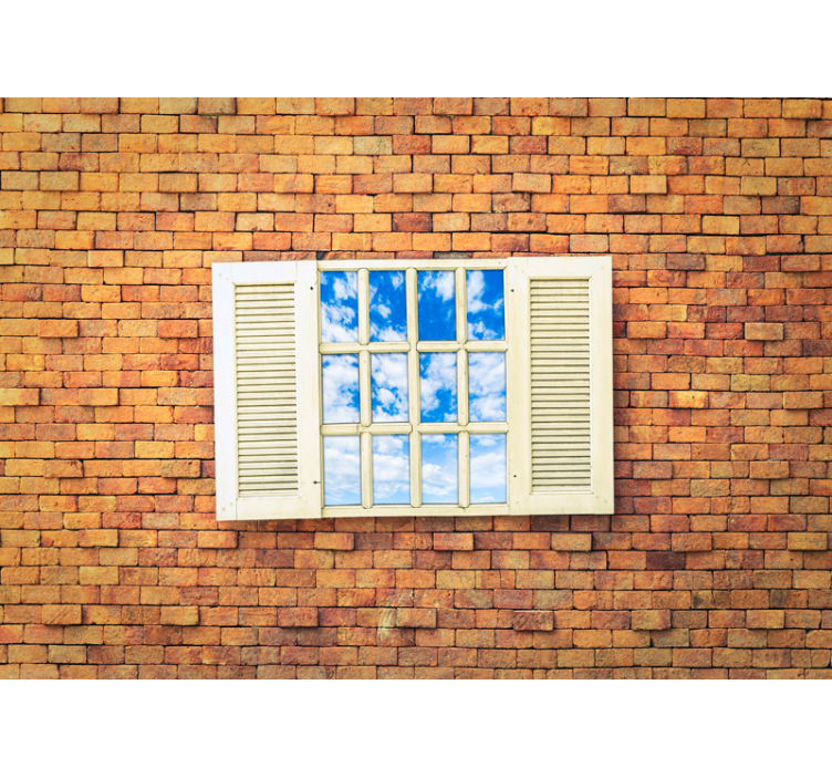 Taş duvar resim - açık pencere manzarası - TenStickers