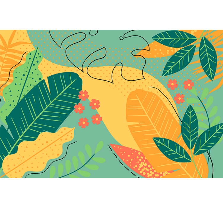 Modern turuncu yapraklar duvar resmi - TenStickers