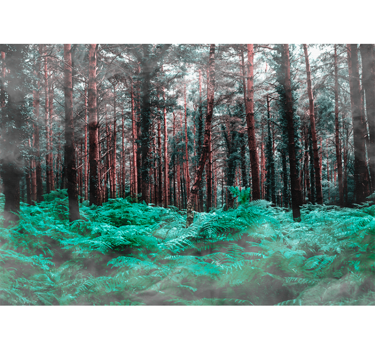 Canlı sis ormanı ağaç duvar resmi - TenStickers