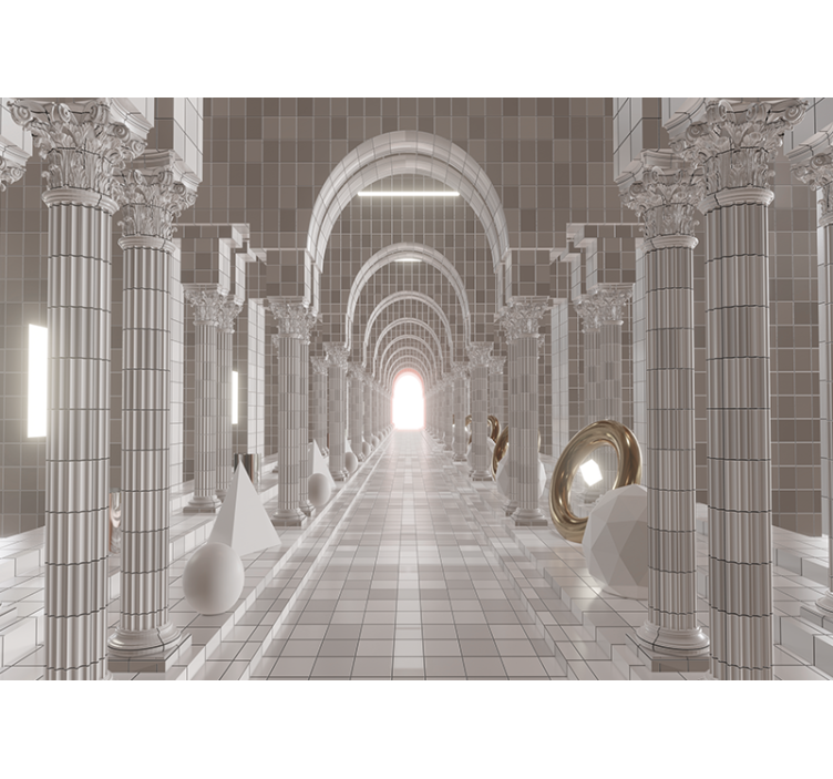 Sütunlar optik illüzyon 3d duvar kağıdı - TenStickers