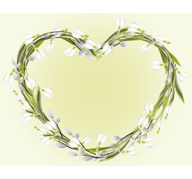 Sevimli kardelen kalp tasarımı duvar kağıdı - TenStickers