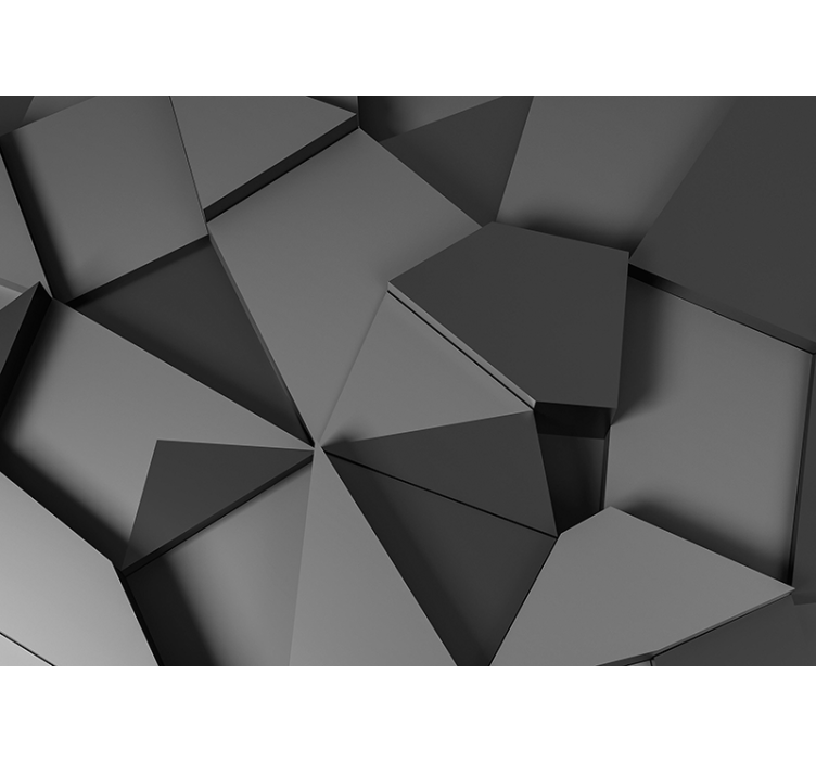 Gri geometrik 3d şekiller duvar kağıdı - TenStickers