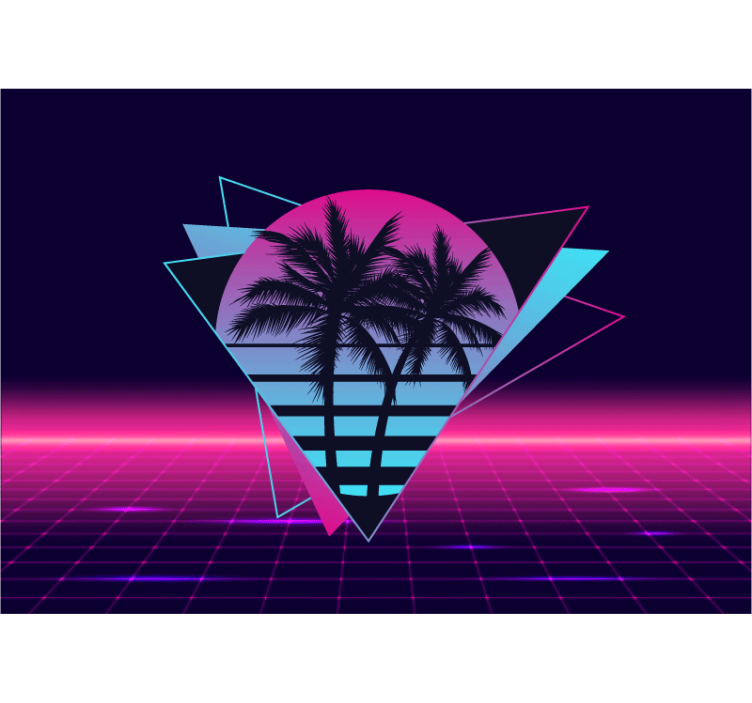 Retro palm geometri ifade duvar resim - TenStickers