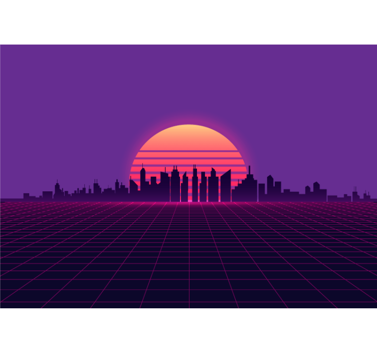 Vaporwave günbatımı 80'ler tarzı eski duvar kağıdı - TenStickers