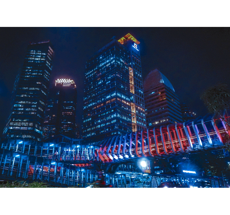 Şehir ve Ülke duvar resim modern Şehir manzarası gece - TenStickers