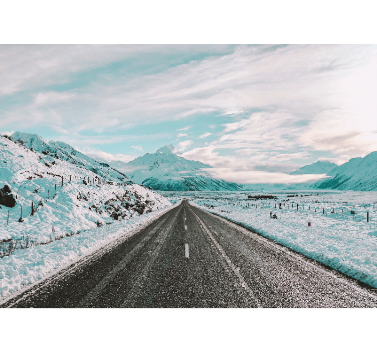 Dağlar ve kar duvar resimleri ile sokak - TenStickers