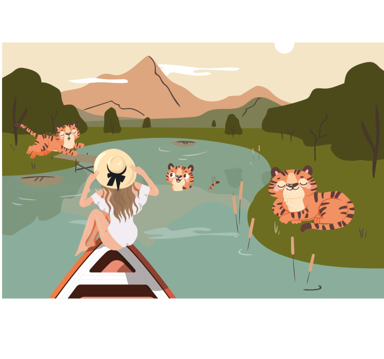 Çocuk odası duvar reslim kaplan macera manzarası - TenStickers