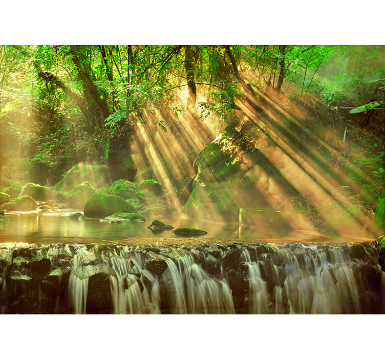 şelale manzara orman duvar resmi - TenStickers