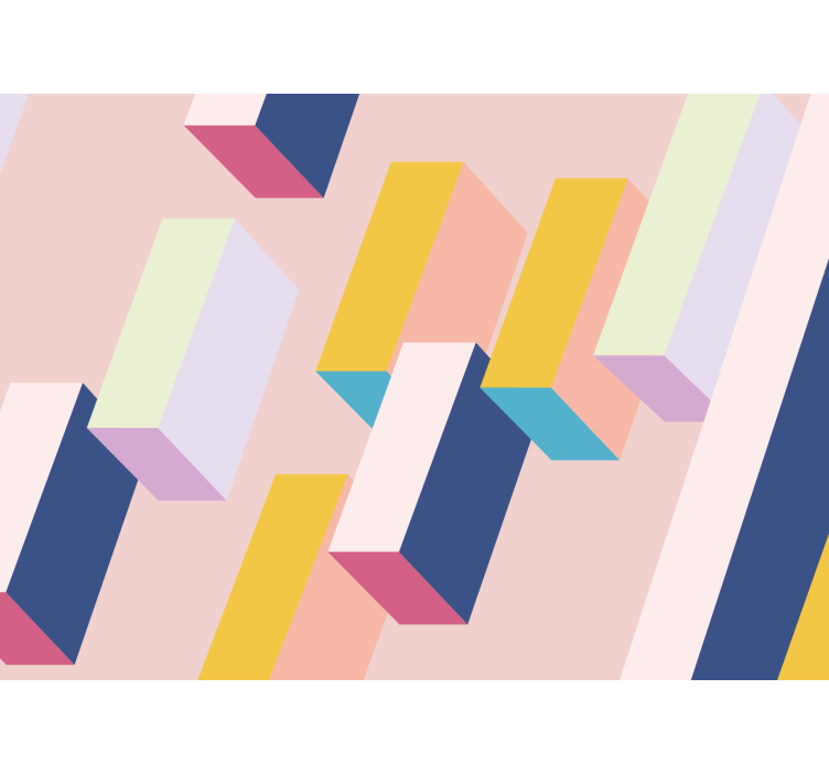 3d geometrik desenli oturma odası duvar kağıdı - TenStickers