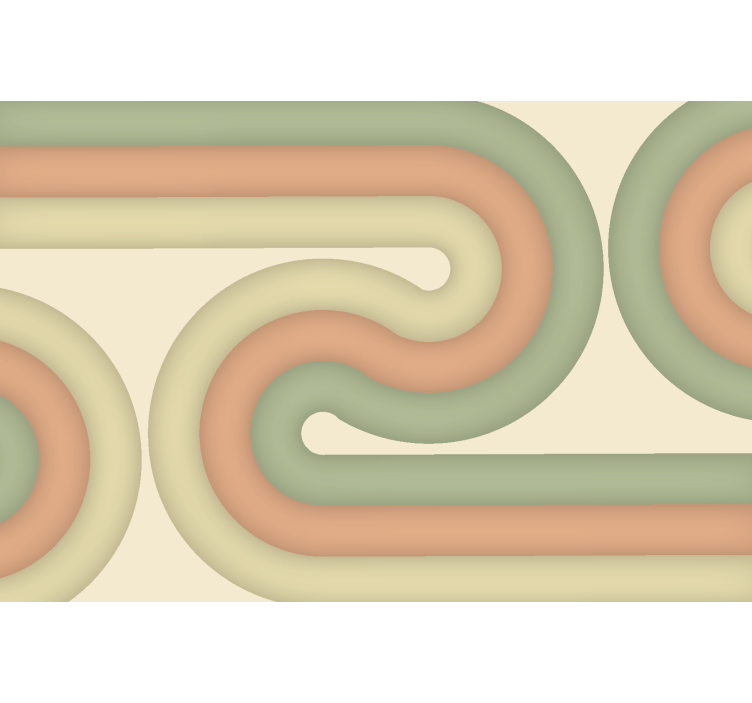 Kavisli retro desen oturma odası duvar reslim - TenStickers