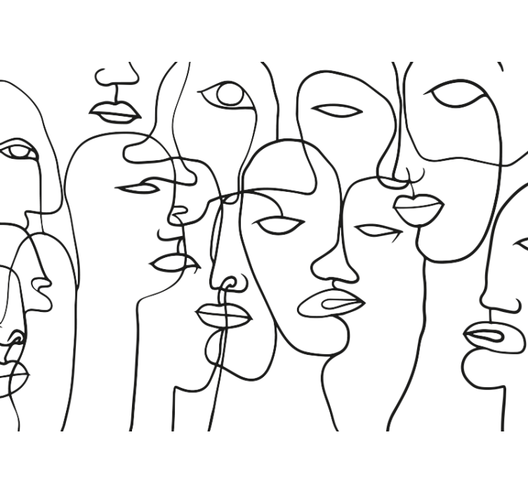 Yüz deseni soyut duvar halısı - TenStickers