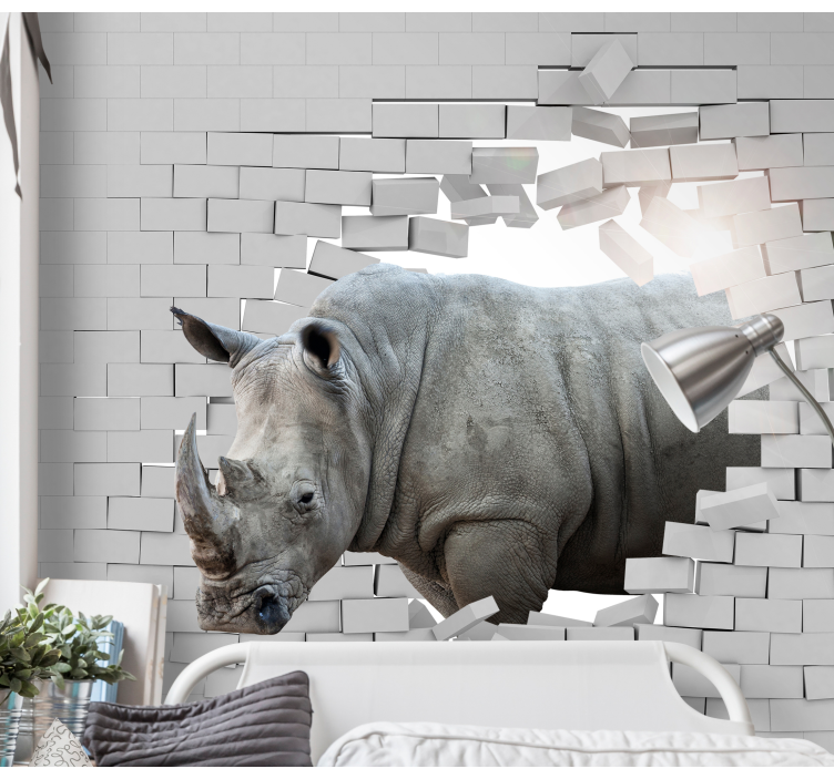 3d rhinoceron duvar resimleri - TenStickers
