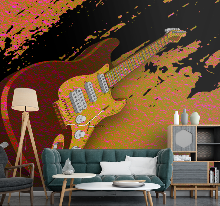3d gitar "kentsel stil" eski duvar resmi - TenStickers