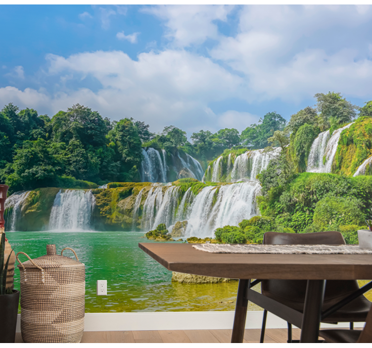 3 boyutlu tropik şelale 3 boyutlu duvar kağıdı - TenStickers