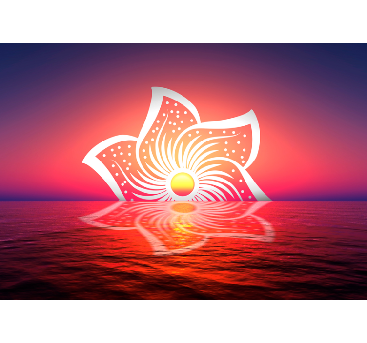 Yemek duvar reslim hibiskus gün doğumu tasarımı - TenStickers