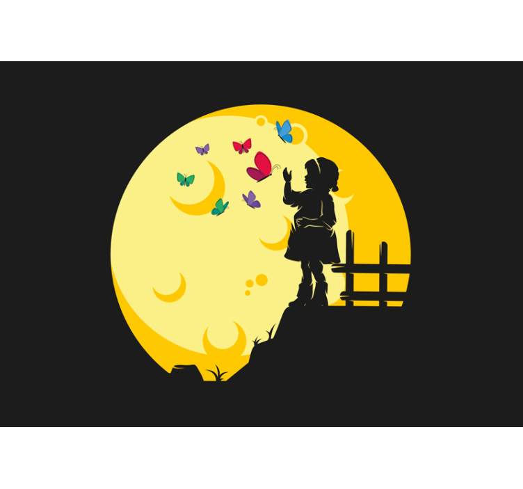 Kreş duvar resmi Çocuk silueti kelebekler - TenStickers