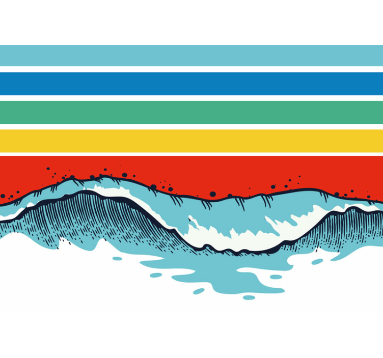 Retro renkli çizgiler ve fotomural dalgalar - TenStickers