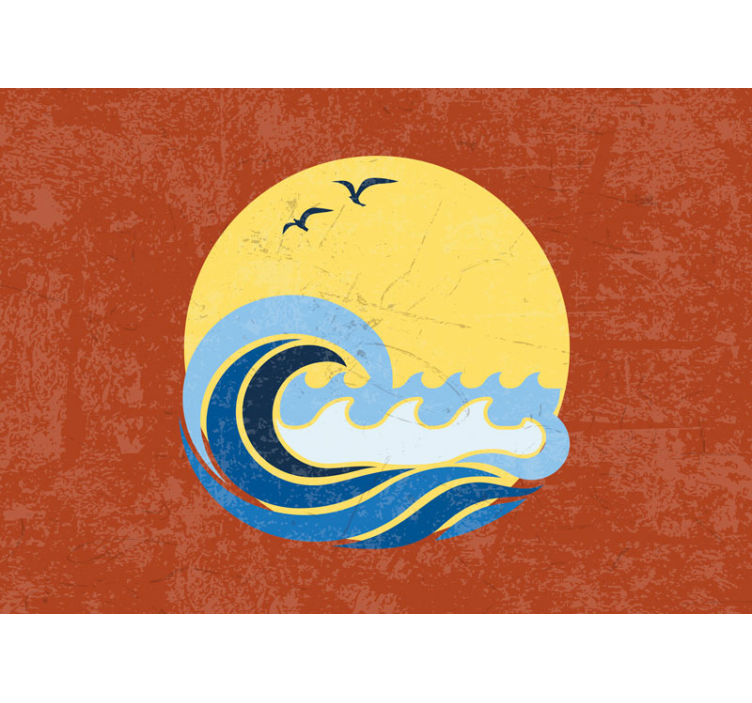 Gün batımı dalga sahnesi deniz duvar resim - TenStickers