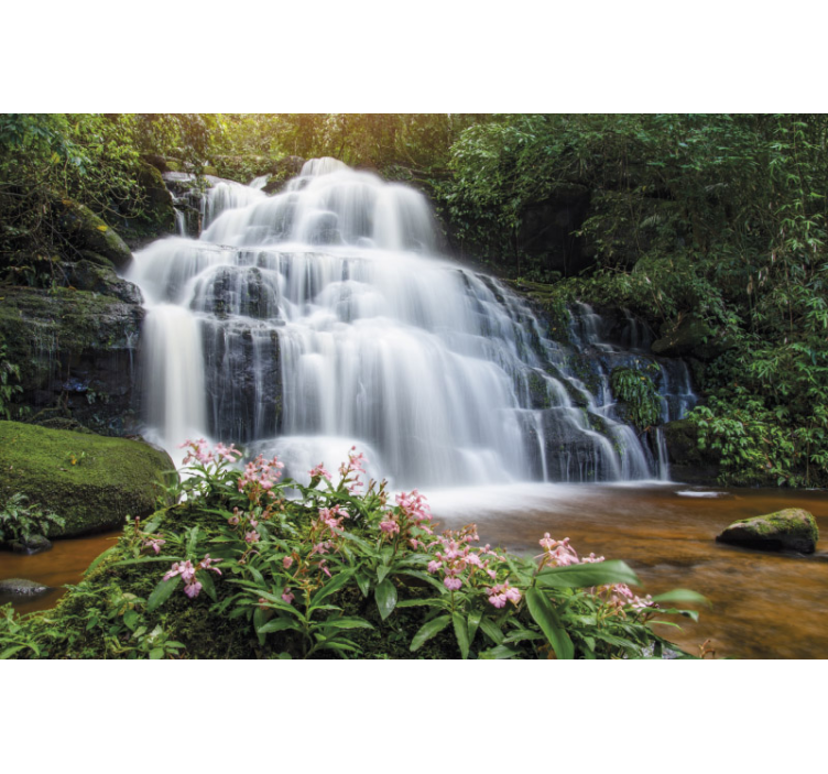 Şelale duvar resmi - lush waterfall scene - TenStickers