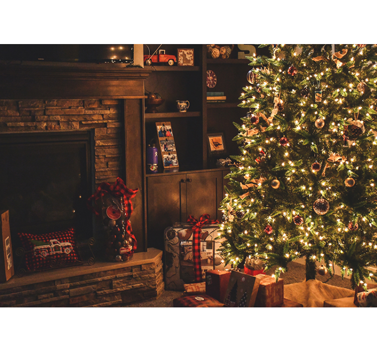 Noel duvar reslim - kutlama ağacı aydınlatması - TenStickers