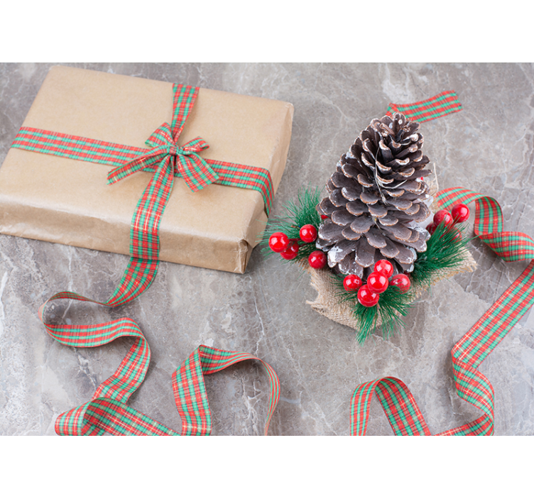 şenlikli kozalak düzenlemesi Noel duvar reslim - TenStickers