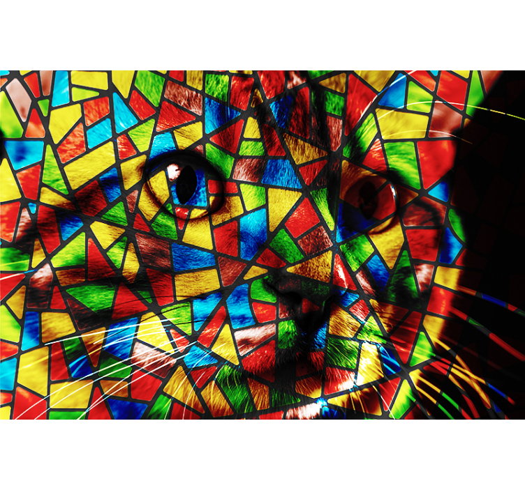 Kedi vitray klasik sanat duvar kağıdı - TenStickers
