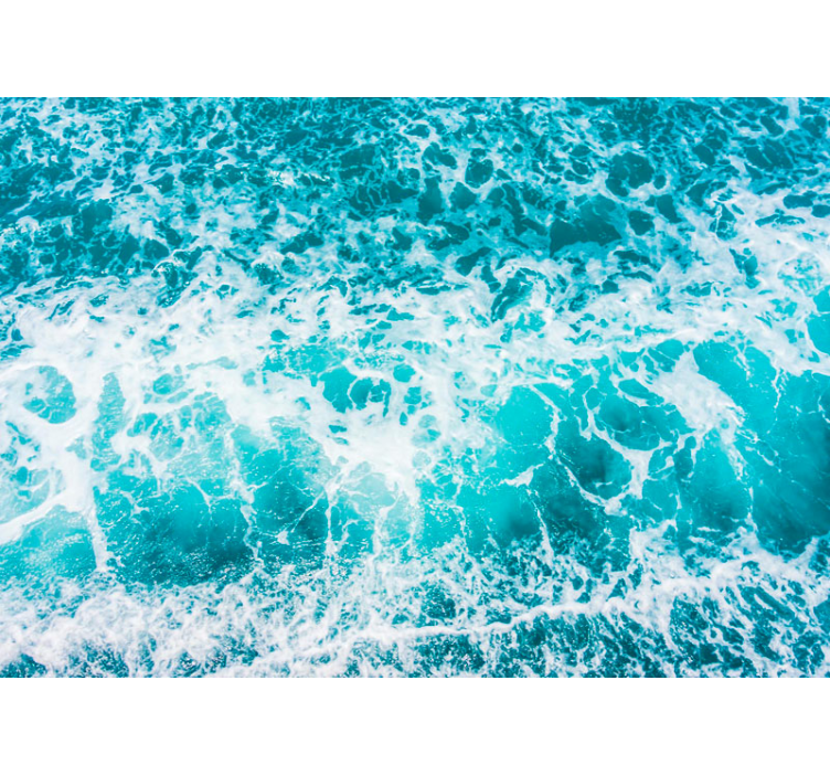 Deniz duvarının altında mavi tonlarında dalgalar - TenStickers