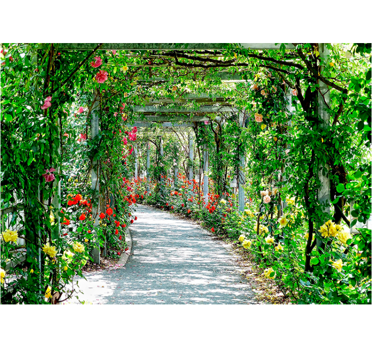 Tünelde 3 boyutlu çiçekler 3 boyutlu duvar kağıdı - TenStickers