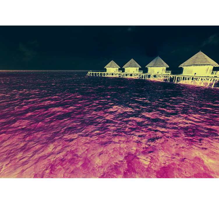 Kristal deniz karayip evleri duvar kağıdı - TenStickers