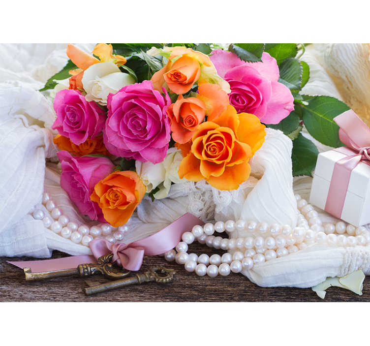 Incili çiçekler duvar kağıdı - TenStickers