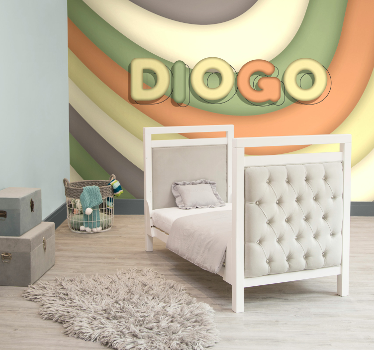 Isimli kavisli çizgiler çocuk odası duvar reslim - TenStickers