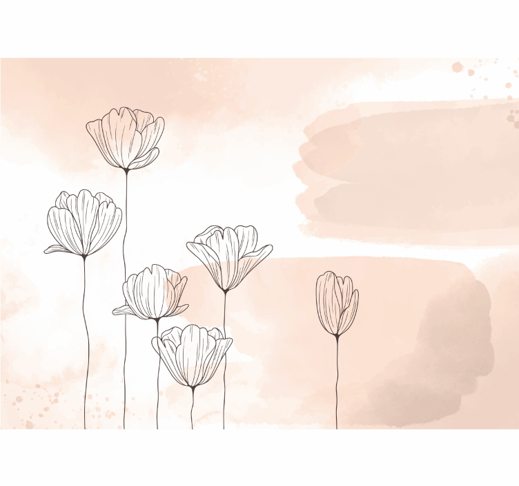 çiçekler hat sanatı duvar resmi - TenStickers