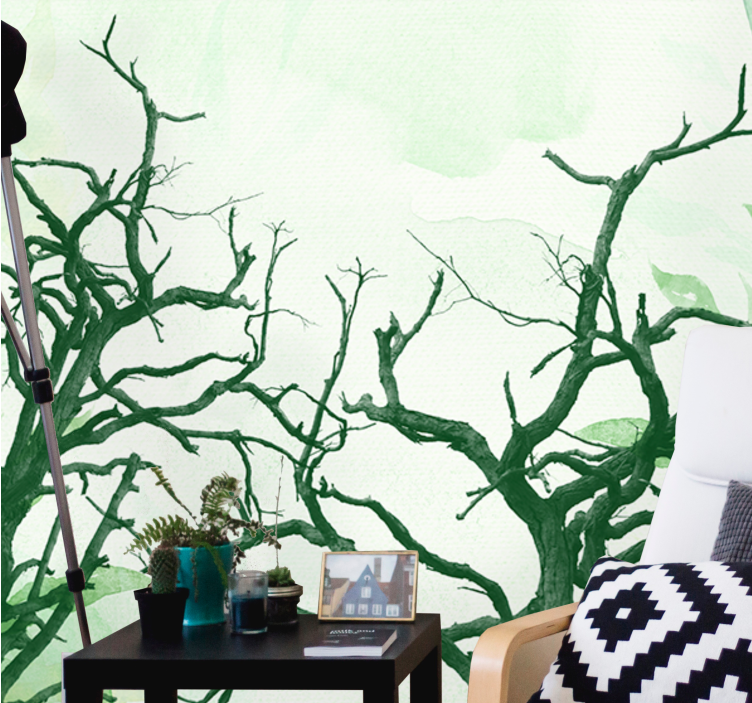 Ağaçlar duvar resim - ayrıntılı ağaç silüetleri - TenStickers