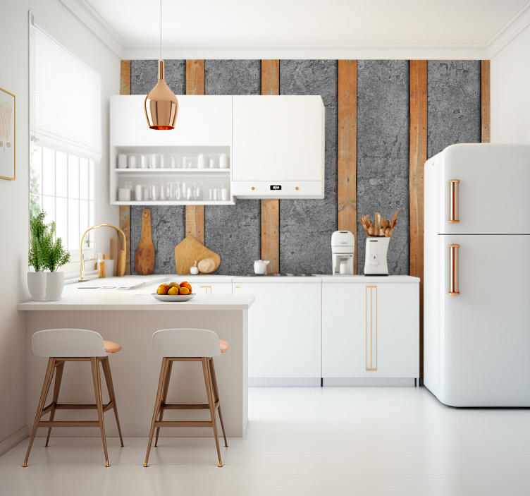 Ahşap Tahtalar Çimento Üzerinde ahşap etkisi duvar halısı - TenStickers