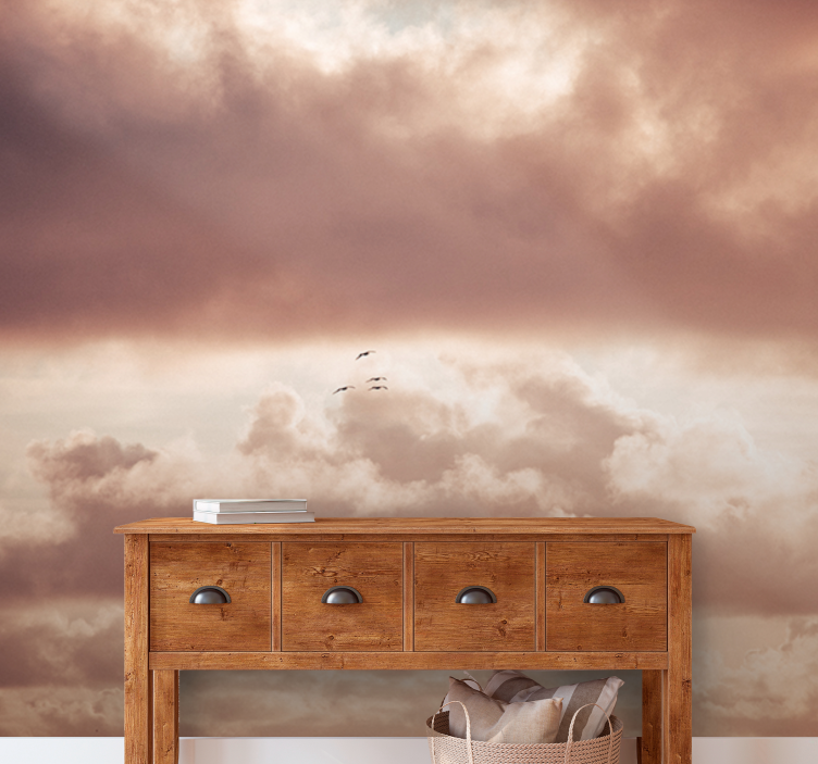 Allık bulutlar oturma odası duvar resmi - TenStickers