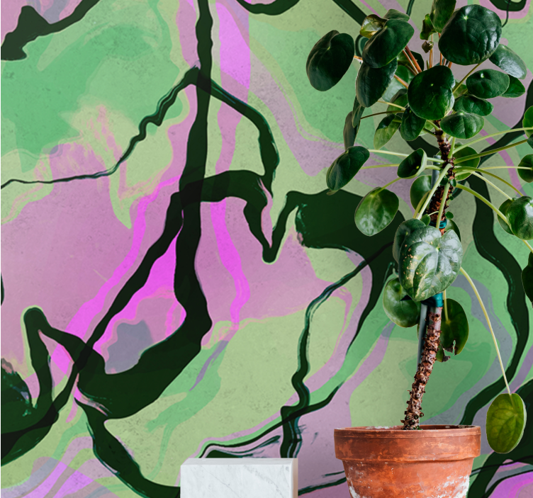 Askeri yeşil ve pin mermer tasarım duvar resmi - TenStickers