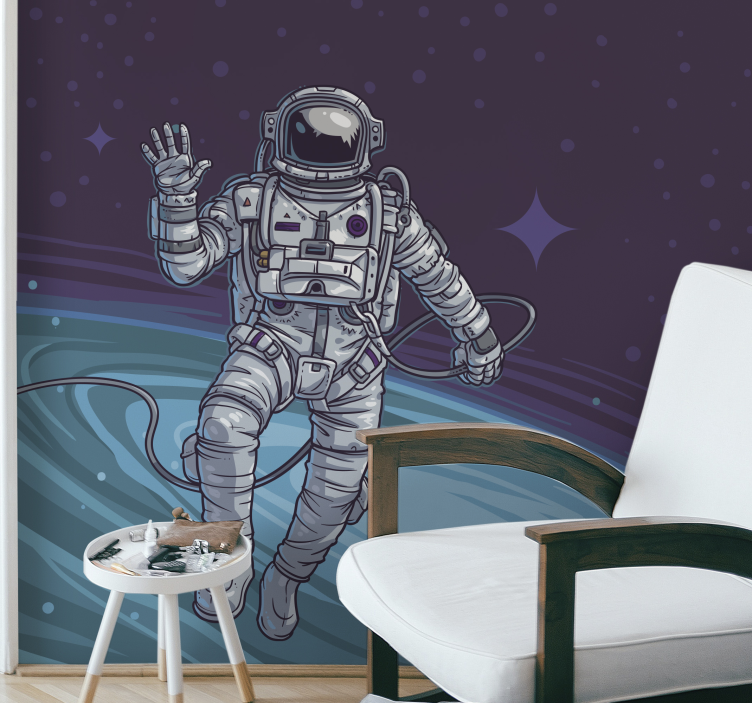 Astronot uzaklaşıyor uzay duvar reslim - TenStickers